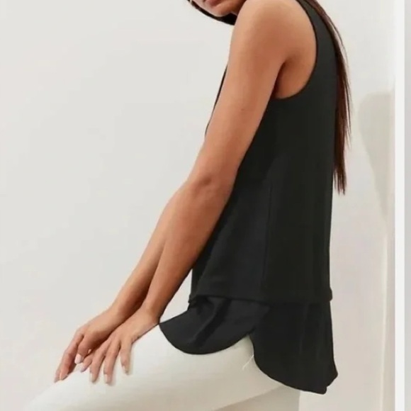 Dynamite vneck black soft sleeveless tank w silky layer top women's size Small - Picture 1 of 10
